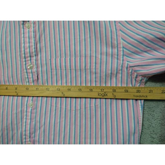 Brooks Brothers Shirt Men Medium Pink Striped Button Down Long Sleeve Red Fleece - Picture 5 of 8
